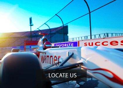 Racer of formula 1 in a racing car. Race and motivation concept. Wonderfull sunset. 3d rendering